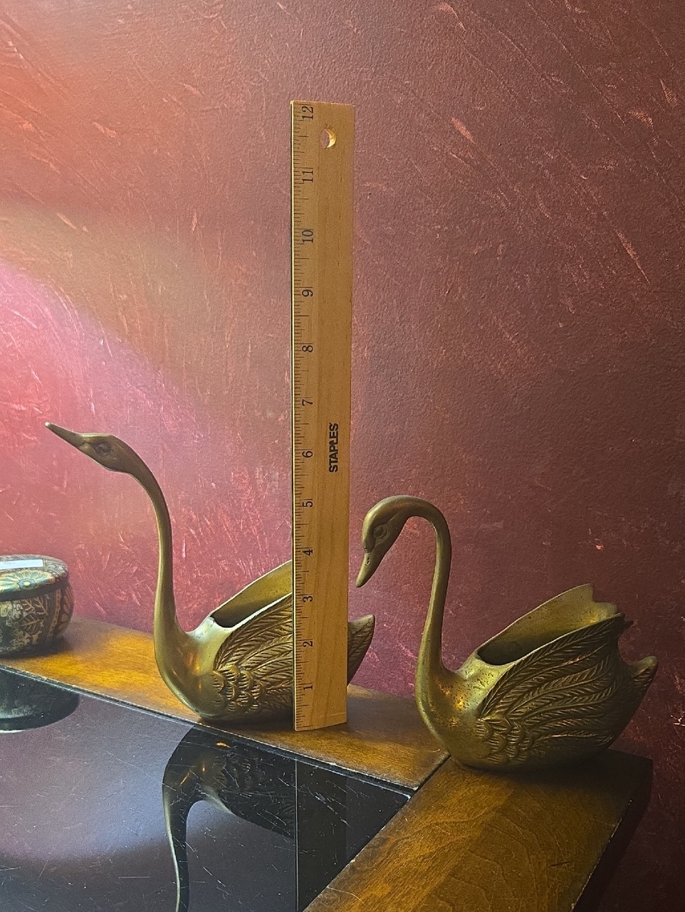 Vintage 1960s Brass Swan Planters - Set of Two - Picture 2 of 15